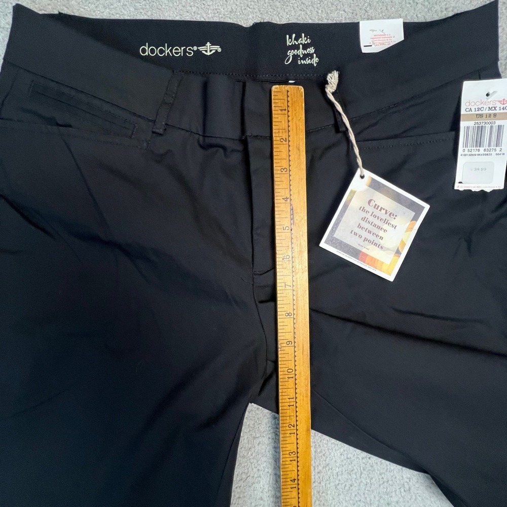 Dockers Metro Black Pants Womens 12 Trouser NWT Straight Leg Dress Slacks - Picture 8 of 13